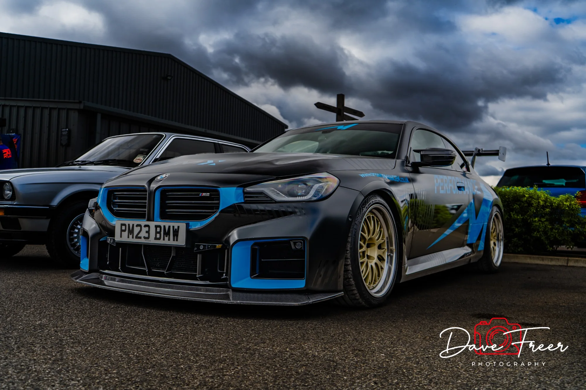 Modified BMW automotive photography in East Yorkshire under dramatic clouds