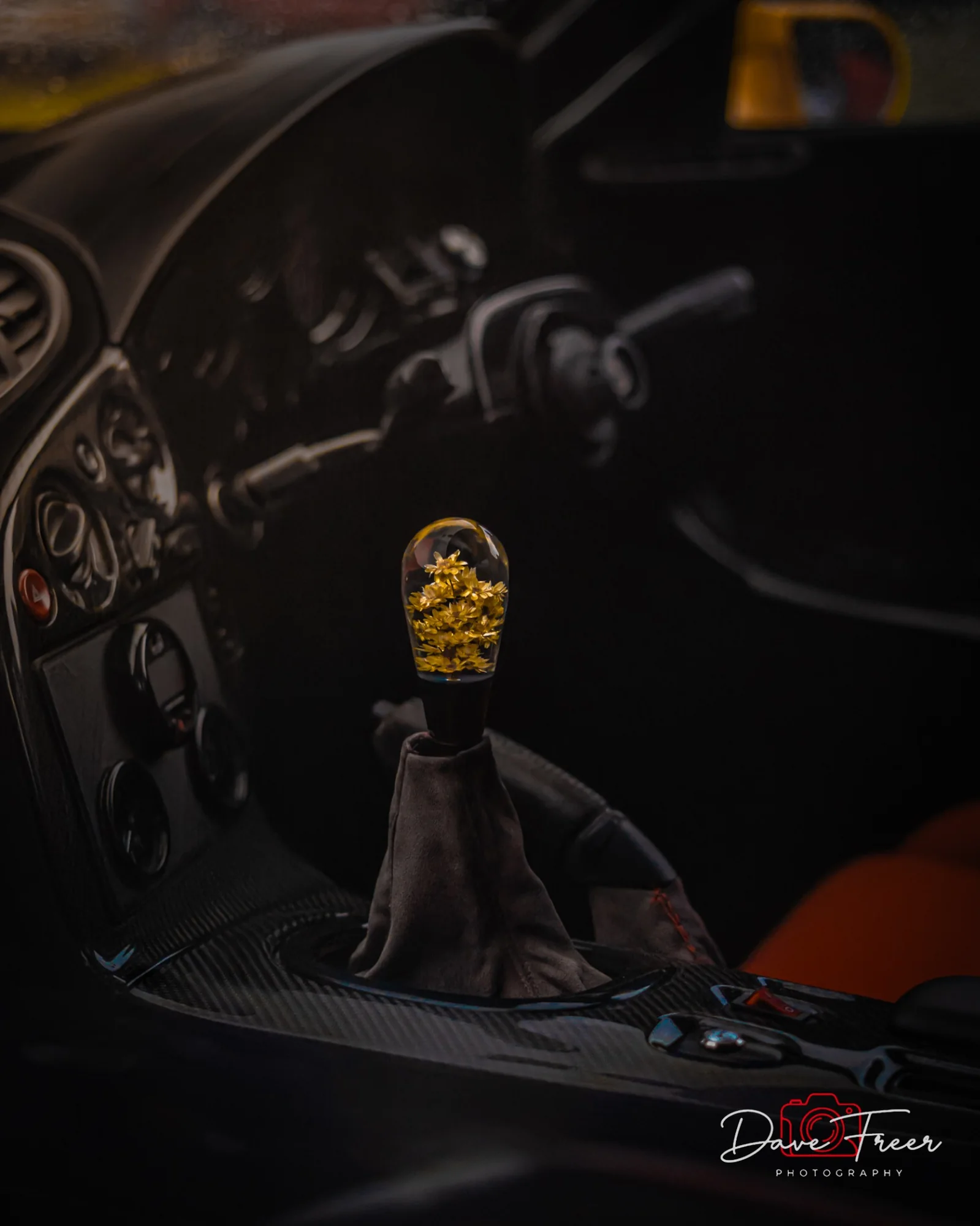 Creative car interior and gear shifter detail photography